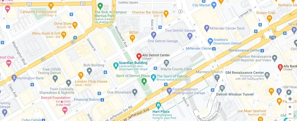 Ally Financial Inc headquarters address in Google Maps